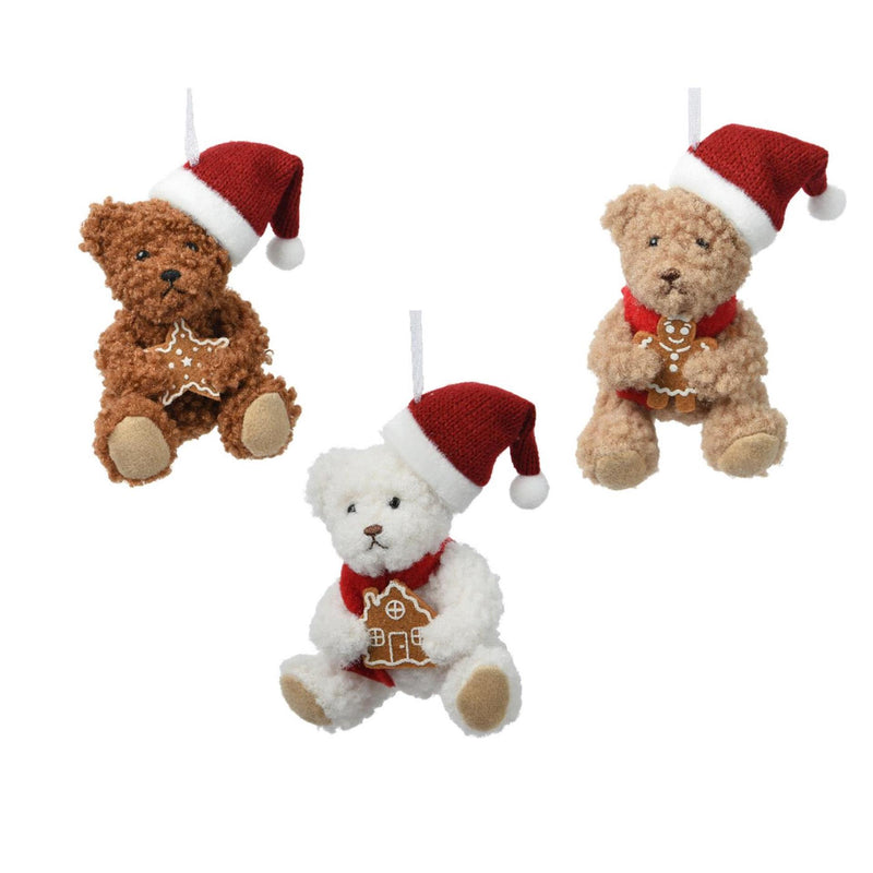 Afbeelding laden in galerijviewer, Decoris kersthanger beer polyester 7x6x12cm 3 assorti
