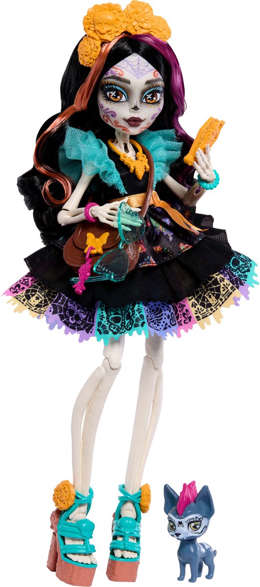 Afbeelding laden in galerijviewer, Monster high skelita calaveras - modepop met huisdier candelita
