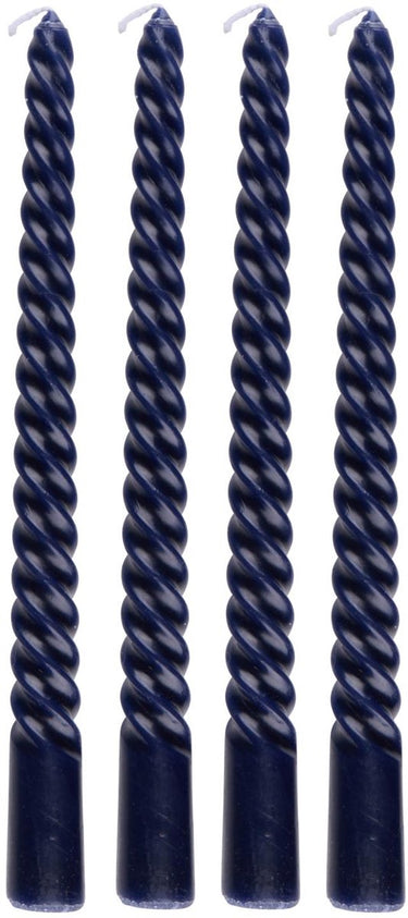 Arti casa gedraaide dinerkaarsen set van 4 - blauwe kaarsen 25 cm met 5 uur brandtijd - twisted dinerkaarsen voor kandelaar en decoratie - ø2 x 25 cm