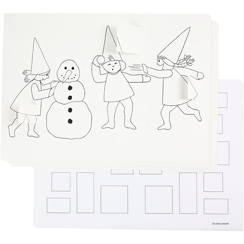 Afbeelding laden in galerijviewer, Https: www.cchobby.nl adventskalender-met-elfen-die-een-sneeuwbalgevecht-voeren-a3-afm-30x42-cm-wit-30-stuk-1-doos
