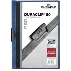 Klemmappen durable duraclip 60 blauw a4 60 vel transparente voorkant