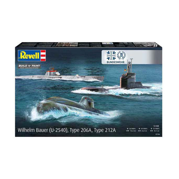 Afbeelding laden in galerijviewer, Revell modelbouwpakket - 70 years bundeswehr-wilhelm bauer,type 206a,class2 1:144 - 154dlg.
