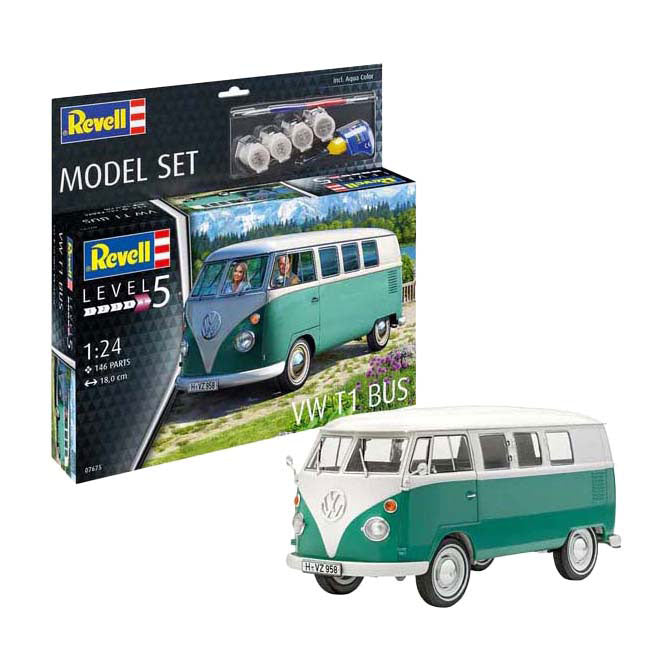 Afbeelding laden in galerijviewer, Revell modelbouwpakket - vw t1 bus 1:24 - 146dlg. - incl. basiskleuren verf
