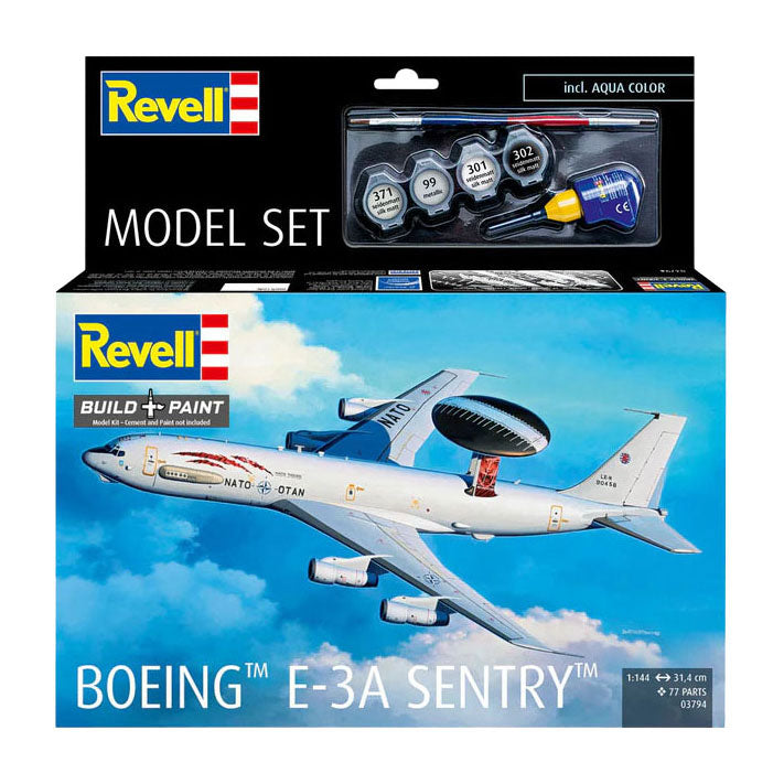 Afbeelding laden in galerijviewer, Revell modelbouwpakket model set boeing e-3a 1:144 - 77dlg.
