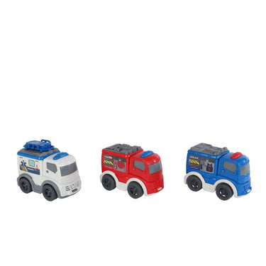 Mini club rescue voertuig free wheel 8cm 3 assorti