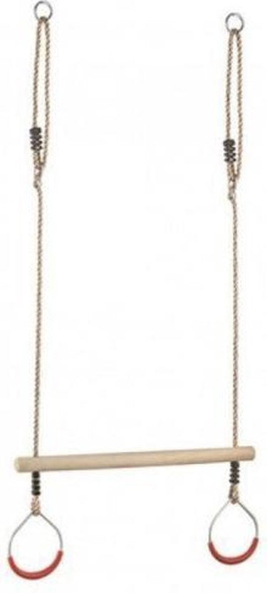 Kbt ringtrapeze hout met metalen ringen rood