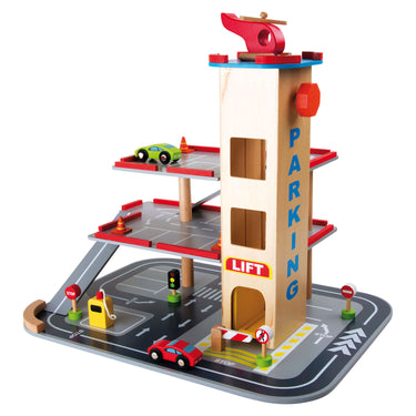 Small foot - houten parkeergarage met accessoires