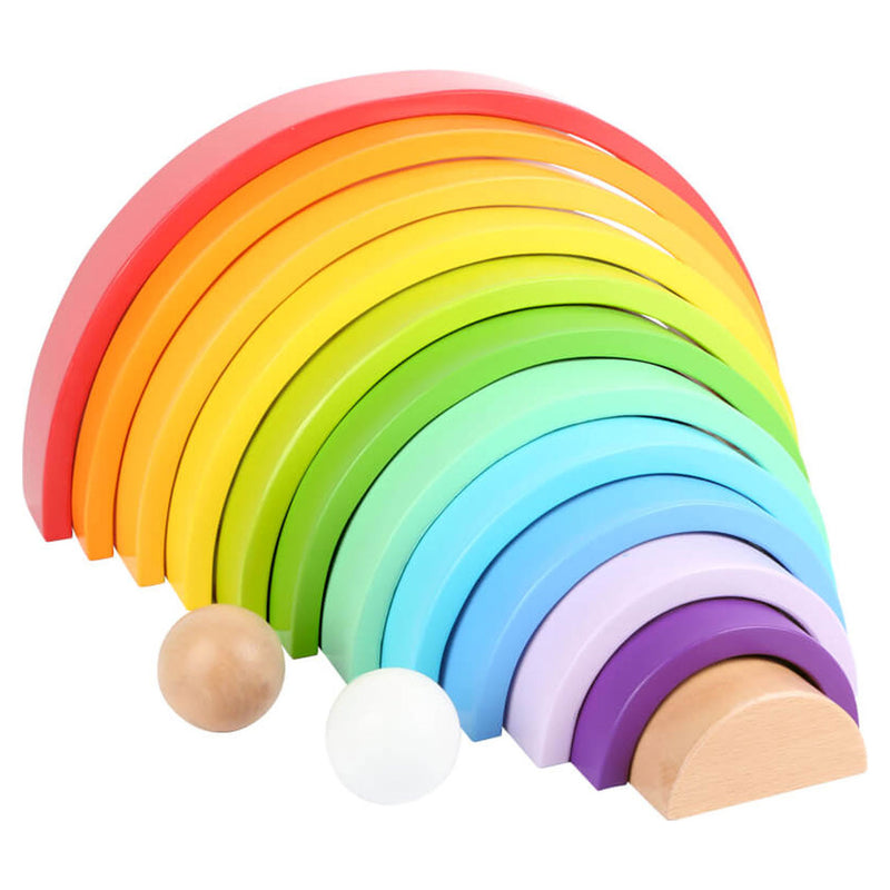 Afbeelding laden in galerijviewer, Small foot - houten bouwblokken regenboog xl, 14dlg.
