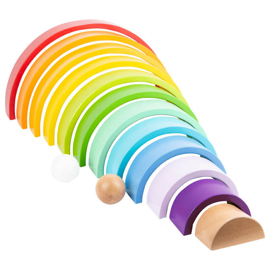 Small foot - houten bouwblokken regenboog xl, 14dlg.
