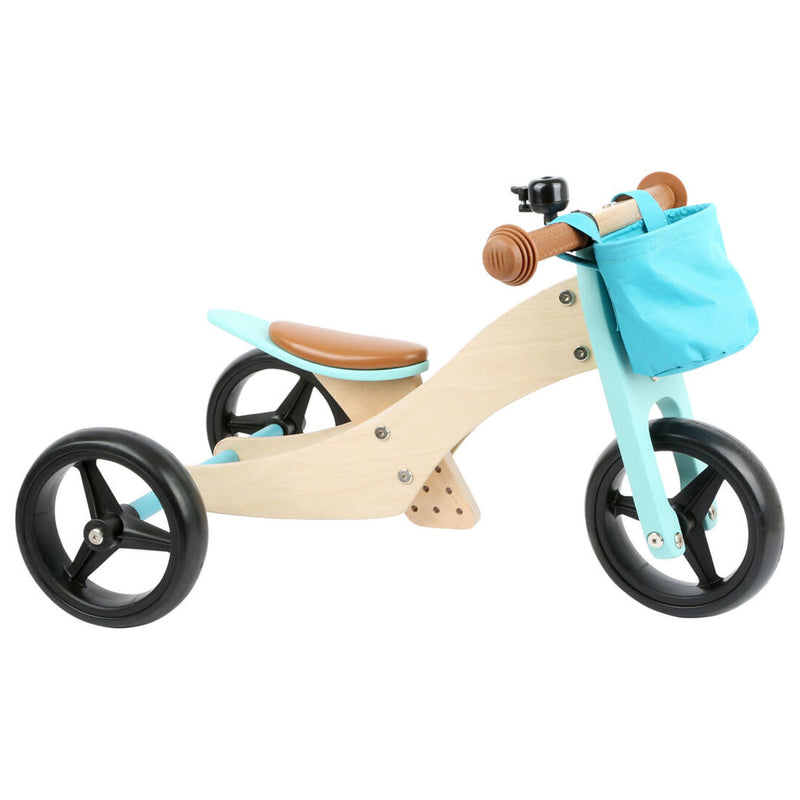 Afbeelding laden in galerijviewer, Small foot - houten driewieler en loopfiets 2in1 turquoise
