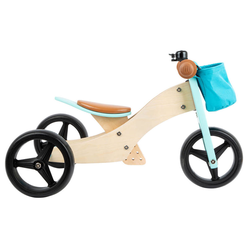 Afbeelding laden in galerijviewer, Small foot - houten driewieler en loopfiets 2in1 turquoise

