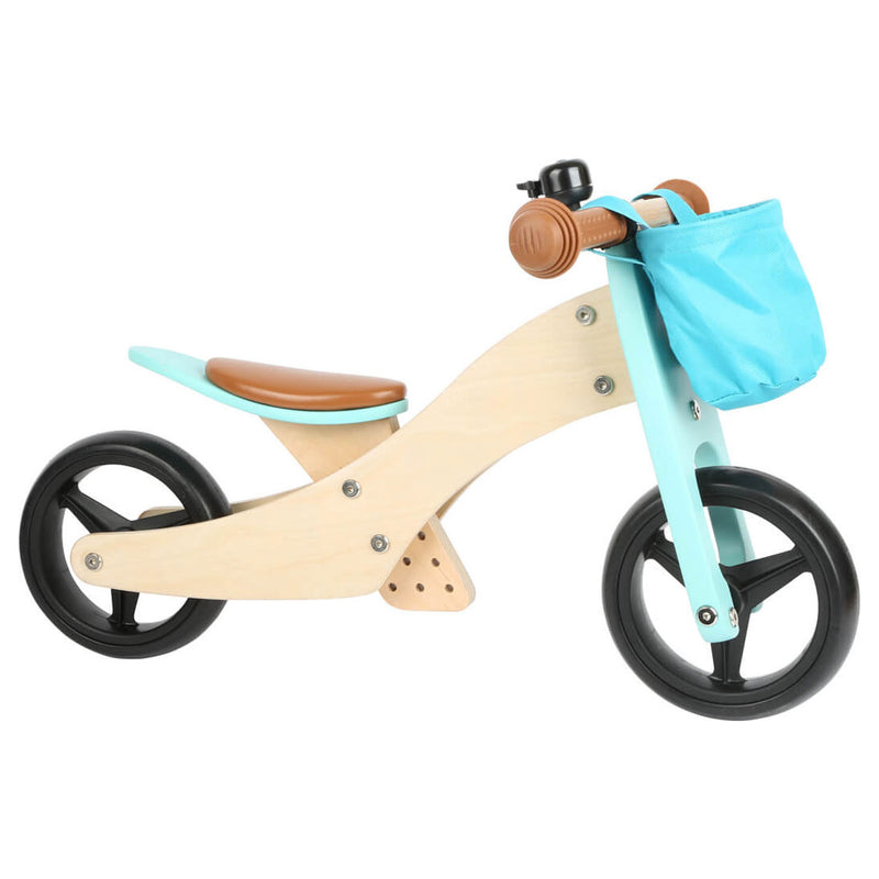 Afbeelding laden in galerijviewer, Small foot - houten driewieler en loopfiets 2in1 turquoise
