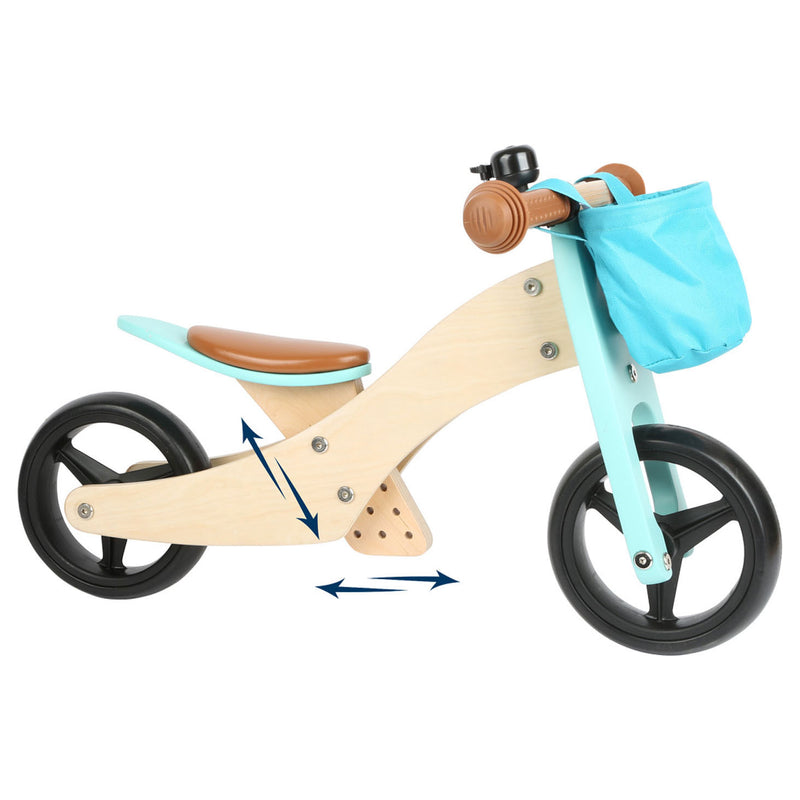 Afbeelding laden in galerijviewer, Small foot - houten driewieler en loopfiets 2in1 turquoise
