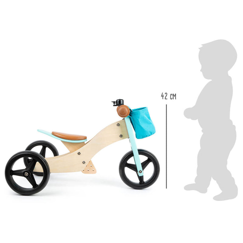 Afbeelding laden in galerijviewer, Small foot - houten driewieler en loopfiets 2in1 turquoise
