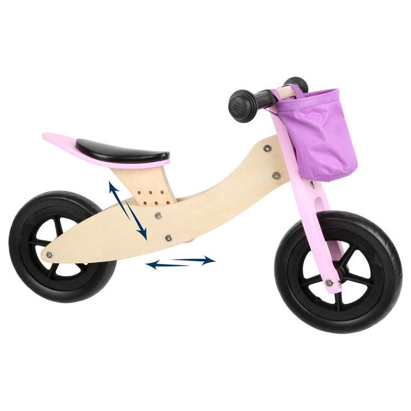 Afbeelding laden in galerijviewer, Small foot - houten driewieler en loopfiets 2in1 maxi roze
