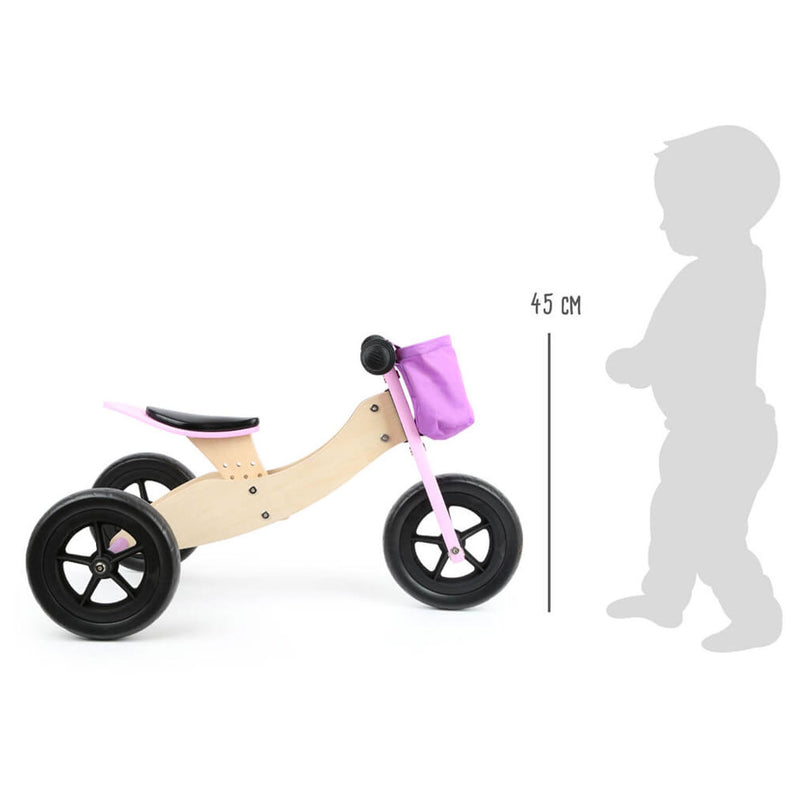 Afbeelding laden in galerijviewer, Small foot - houten driewieler en loopfiets 2in1 maxi roze
