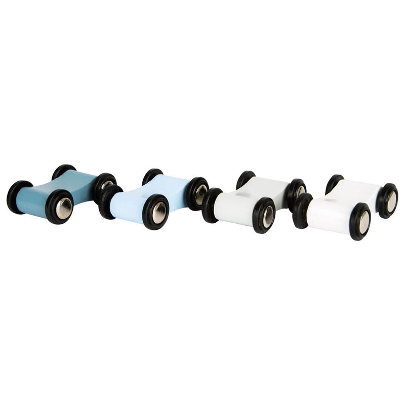 Afbeelding laden in galerijviewer, Small foot - houten autobaan blauw met 4 auto's
