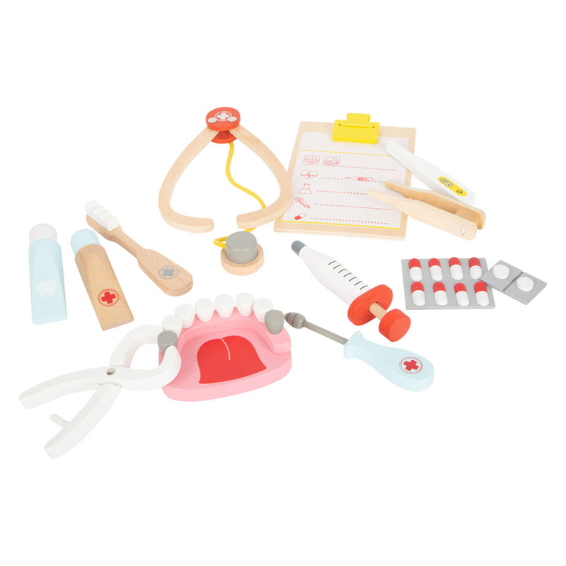Afbeelding laden in galerijviewer, Small foot - houten dokter en tandarts 2in1 set in koffer
