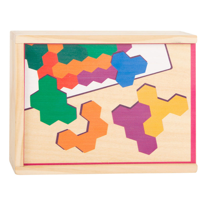 Afbeelding laden in galerijviewer, Small foot - houten vormenpuzzel hexagon

