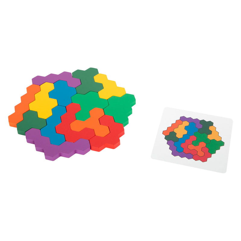 Afbeelding laden in galerijviewer, Small foot - houten vormenpuzzel hexagon
