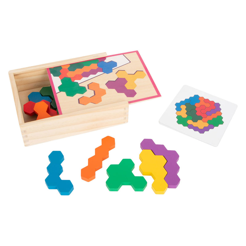 Afbeelding laden in galerijviewer, Small foot - houten vormenpuzzel hexagon
