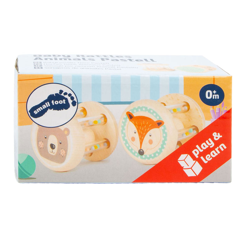 Afbeelding laden in galerijviewer, Small foot - houten rammelaar dier, set van 2
