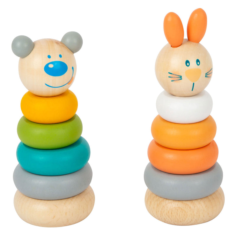 Afbeelding laden in galerijviewer, Small foot - houten stapeltoren dier pastel, 6dlg.
