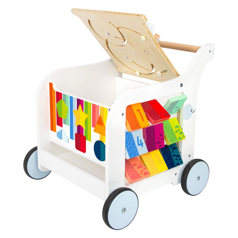 Afbeelding laden in galerijviewer, Small foot - houten baby walker loopwagen bloemen

