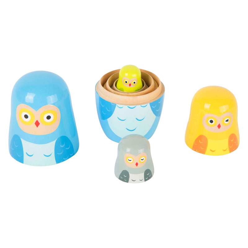 Afbeelding laden in galerijviewer, Small Foot Houten Matroesjka Poppen Uilen Familie
