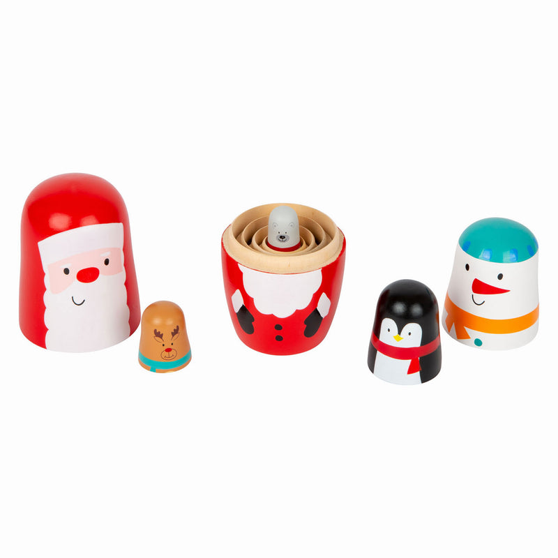 Afbeelding laden in galerijviewer, Small Foot Houten Matroesjka Poppen Kerst
