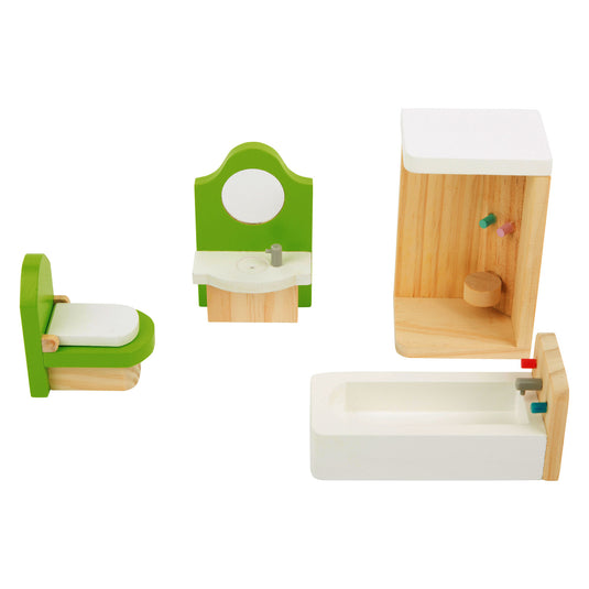 Small foot - houten poppenhuis meubeltjes badkamer, 4dlg.