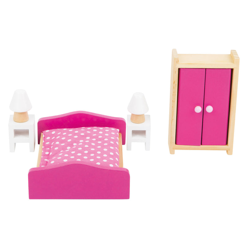 Afbeelding laden in galerijviewer, Small Foot Houten Poppenhuis Meubeltjes Slaapkamer, 6dlg.

