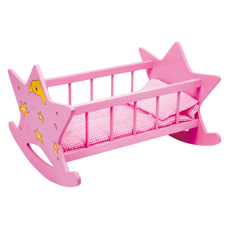 Afbeelding laden in galerijviewer, Small foot - houten poppenbed ster roze
