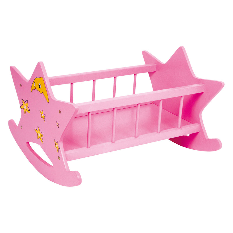 Afbeelding laden in galerijviewer, Small foot - houten poppenbed ster roze
