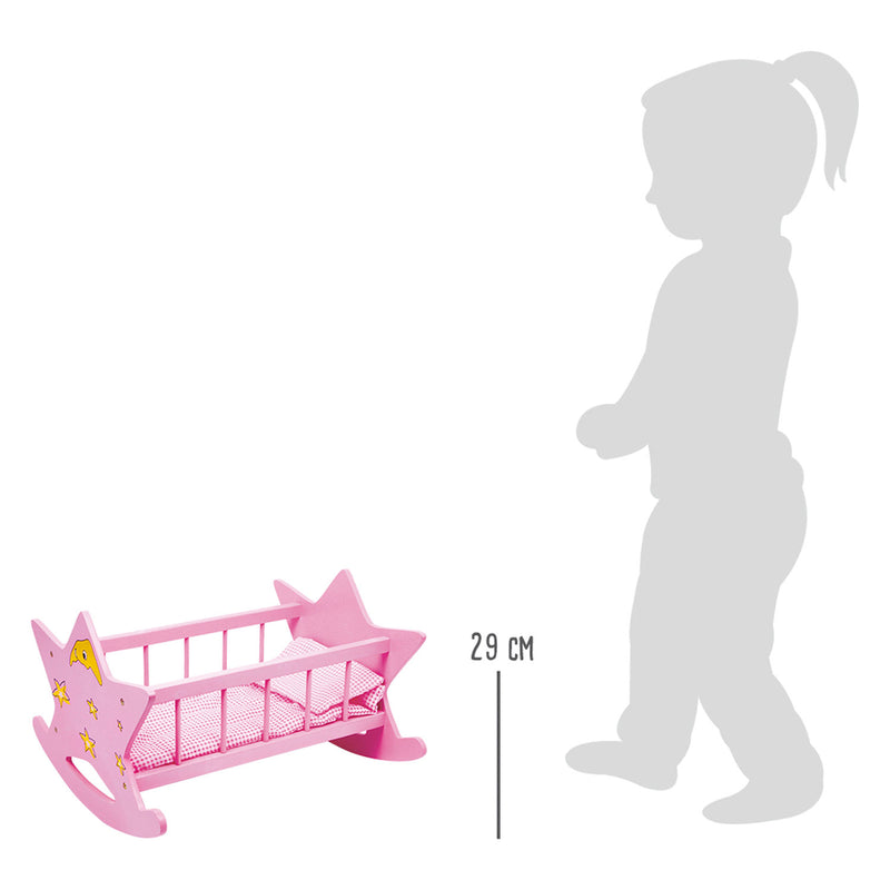 Afbeelding laden in galerijviewer, Small foot - houten poppenbed ster roze
