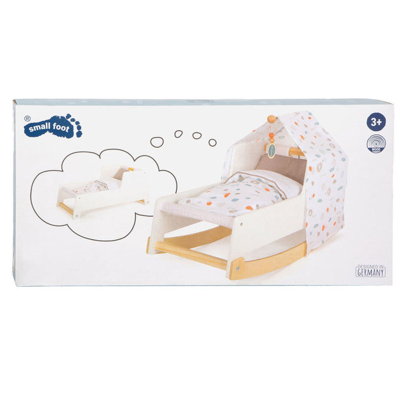 Afbeelding laden in galerijviewer, Small foot - houten schommel poppenbed little button
