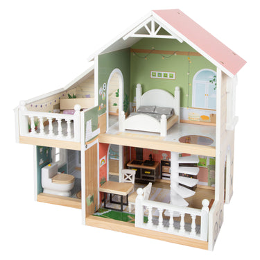 Small foot - houten urban villa poppenhuis met meubeltjes, 9dlg.