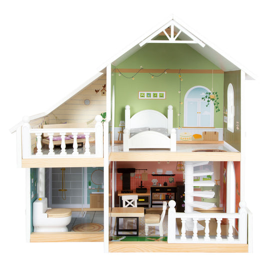 Small foot - houten urban villa poppenhuis met meubeltjes, 9dlg.