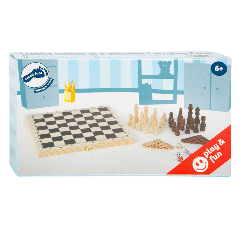 Afbeelding laden in galerijviewer, Small foot - houten klassieke spellen 3in1 in kist

