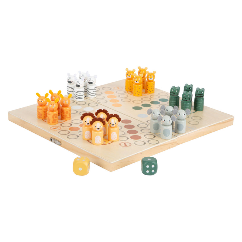 Afbeelding laden in galerijviewer, Small foot - houten ludo spel safari - 6 spelers

