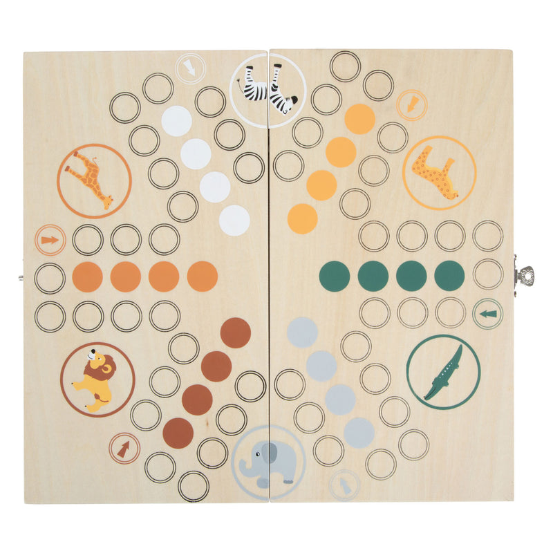 Afbeelding laden in galerijviewer, Small foot - houten ludo spel safari - 6 spelers
