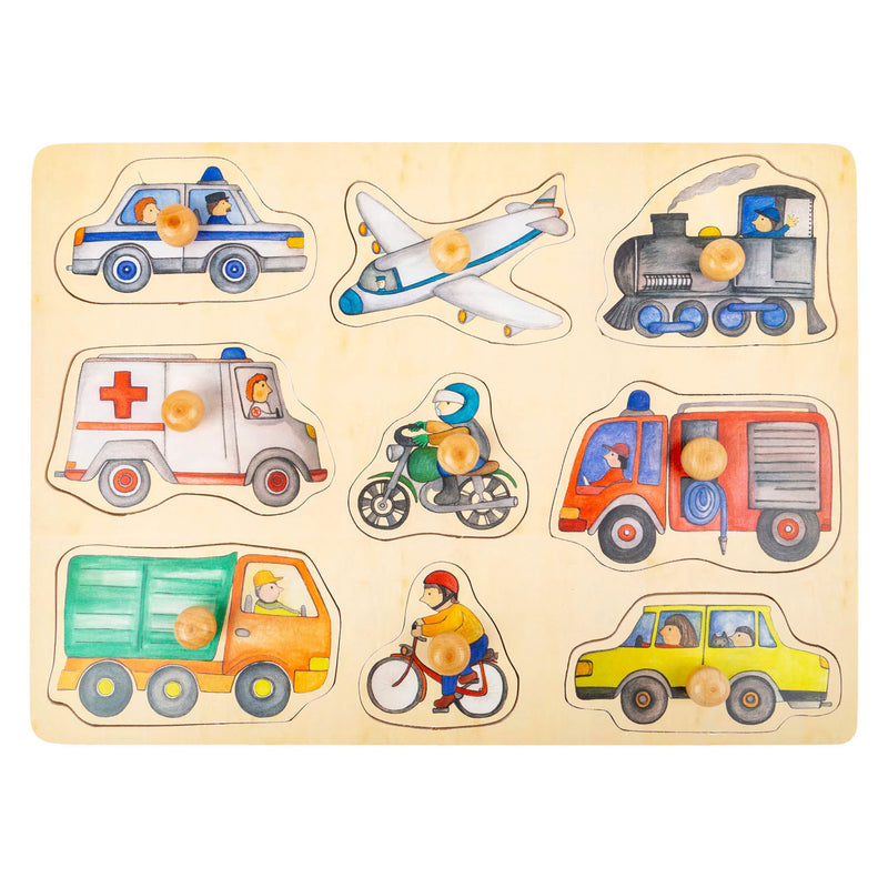 Afbeelding laden in galerijviewer, Small foot - houten noppenpuzzel stadsvoertuigen, 9st.
