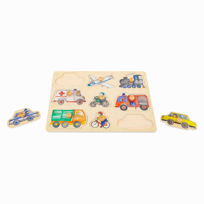 Afbeelding laden in galerijviewer, Small foot - houten noppenpuzzel stadsvoertuigen, 9st.
