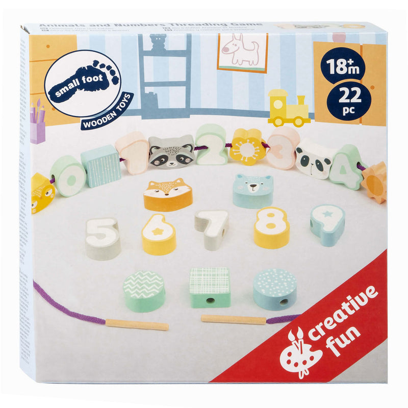 Afbeelding laden in galerijviewer, Small foot - houten rijgsspel dieren en cijfers, 22dlg.
