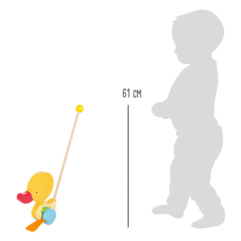 Afbeelding laden in galerijviewer, Small foot - houten duwfiguur eend tina met stok
