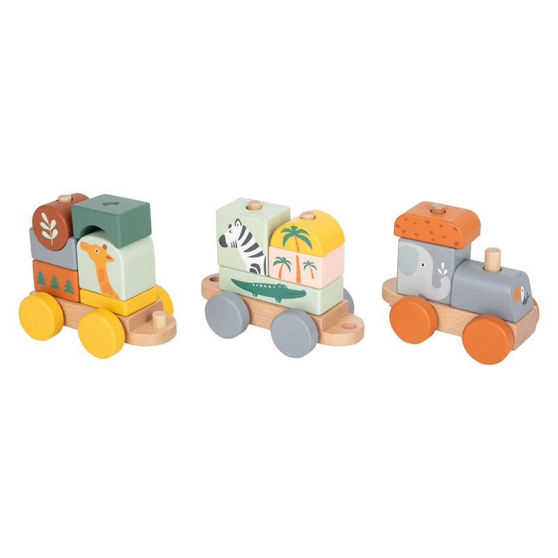 Afbeelding laden in galerijviewer, Small foot - houten stapelblokken trein safari, 16dlg.
