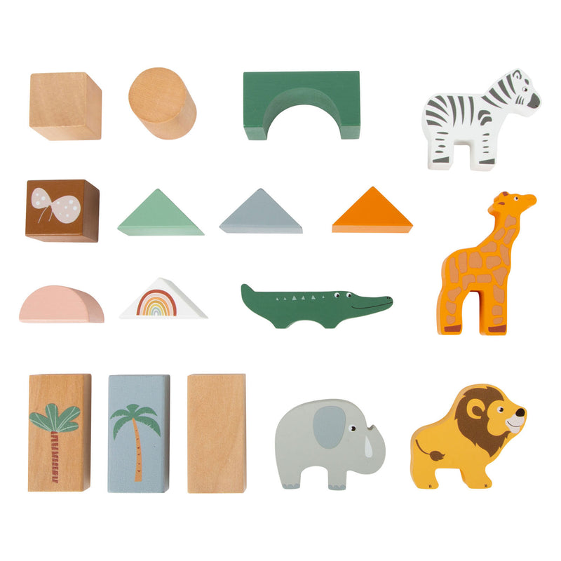 Afbeelding laden in galerijviewer, Small foot - houten bouwblokken safari, 50dlg.
