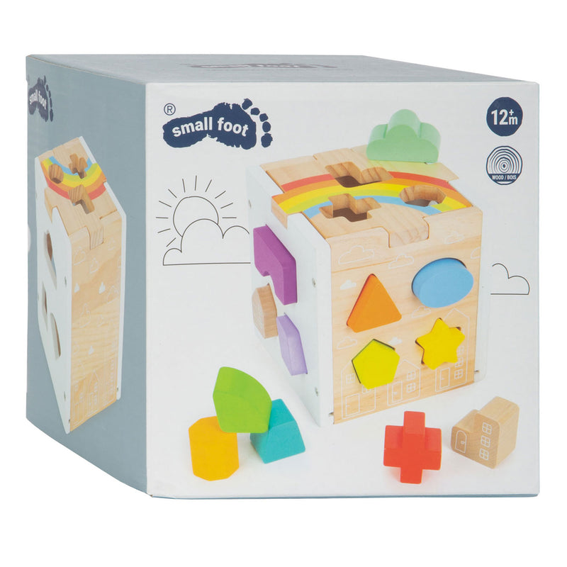 Afbeelding laden in galerijviewer, Small foot - houten vormenstoof kubus regenboog,
