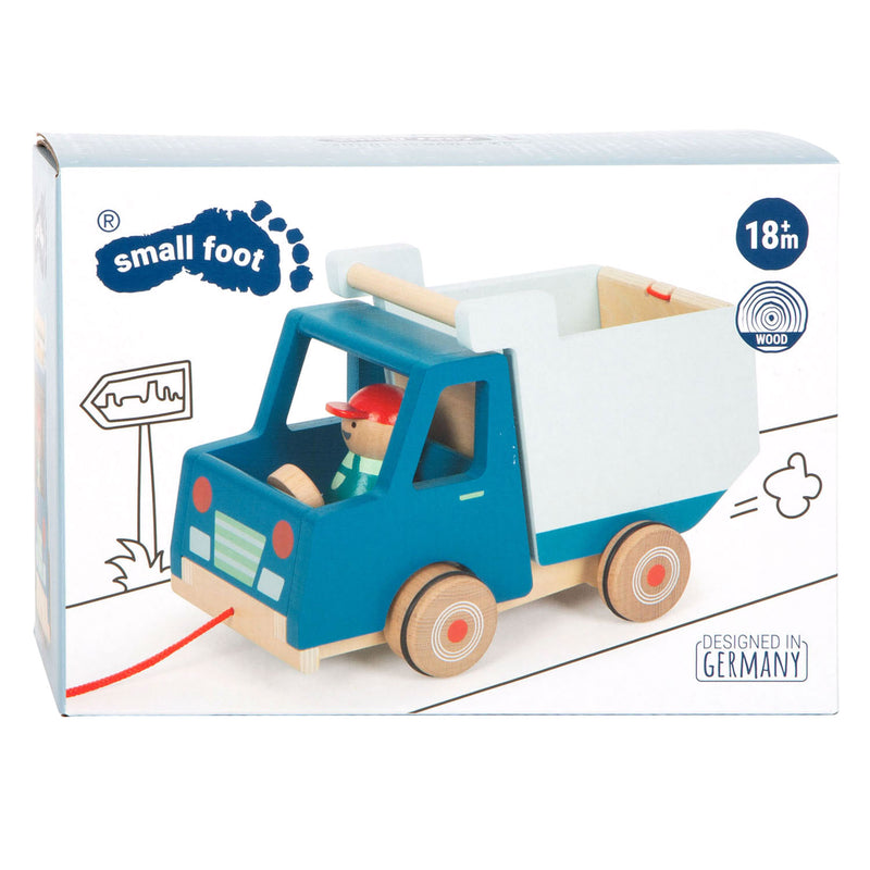 Afbeelding laden in galerijviewer, Small foot - houten trekfiguur kiepvrachtwagen
