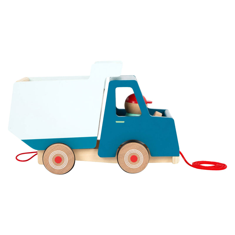 Afbeelding laden in galerijviewer, Small foot - houten trekfiguur kiepvrachtwagen
